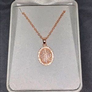 Rose Gold Pave Crystal Pendant Necklace NWOT